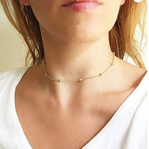 Metal Ball Chain Birthstone Clavicle Chain